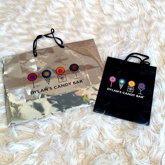 Dylan’s Candy Bar Paper Shopping Bags. One Black and One Silver Metallic. - Picture 1 of 11